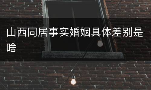 山西同居事实婚姻具体差别是啥