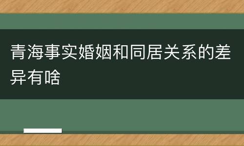 青海事实婚姻和同居关系的差异有啥