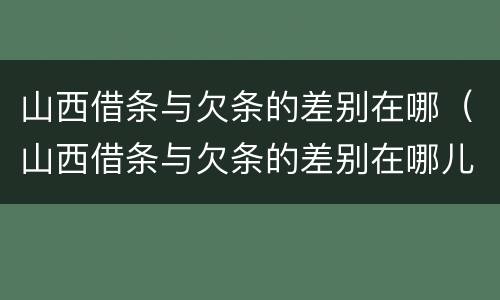 山西借条与欠条的差别在哪（山西借条与欠条的差别在哪儿）
