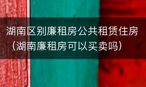湖南区别廉租房公共租赁住房（湖南廉租房可以买卖吗）