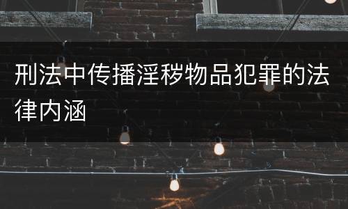 刑法中传播淫秽物品犯罪的法律内涵