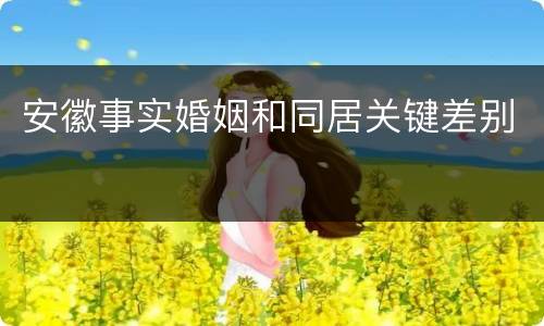 安徽事实婚姻和同居关键差别