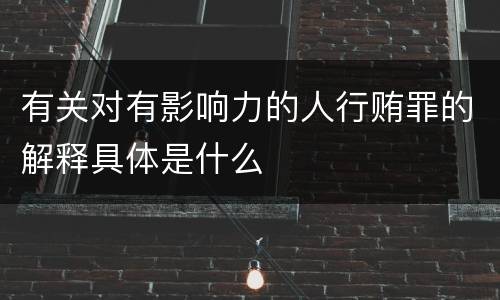 有关对有影响力的人行贿罪的解释具体是什么