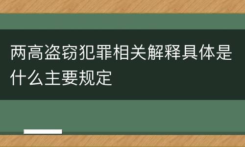 两高盗窃犯罪相关解释具体是什么主要规定
