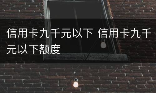 信用卡九千元以下 信用卡九千元以下额度