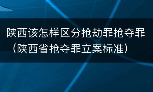 陕西该怎样区分抢劫罪抢夺罪（陕西省抢夺罪立案标准）