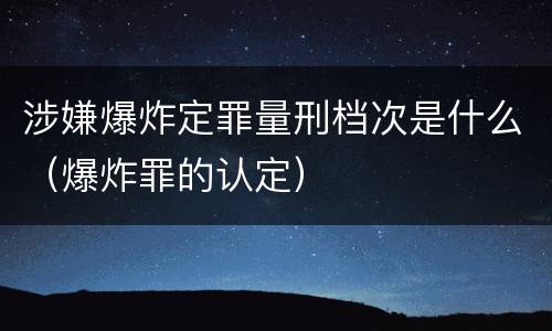 涉嫌爆炸定罪量刑档次是什么（爆炸罪的认定）