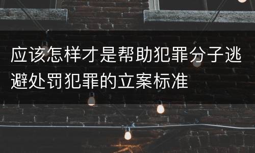 应该怎样才是帮助犯罪分子逃避处罚犯罪的立案标准