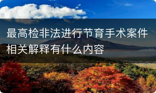 最高检非法进行节育手术案件相关解释有什么内容