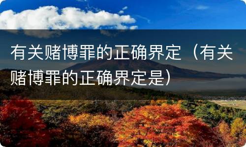有关赌博罪的正确界定（有关赌博罪的正确界定是）