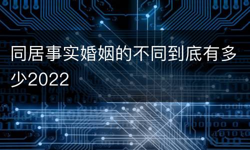 同居事实婚姻的不同到底有多少2022