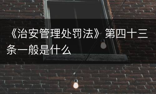 《治安管理处罚法》第四十三条一般是什么