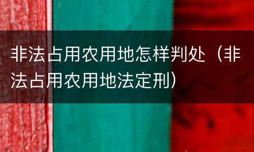 非法占用农用地怎样判处（非法占用农用地法定刑）