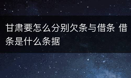 甘肃要怎么分别欠条与借条 借条是什么条据