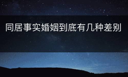同居事实婚姻到底有几种差别