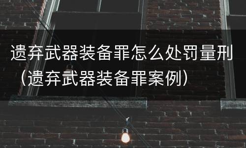 遗弃武器装备罪怎么处罚量刑（遗弃武器装备罪案例）