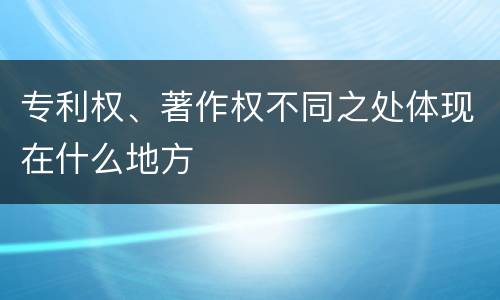 专利权、著作权不同之处体现在什么地方