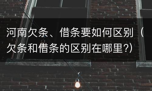 河南欠条、借条要如何区别（欠条和借条的区别在哪里?）