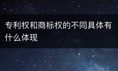 专利权和商标权的不同具体有什么体现