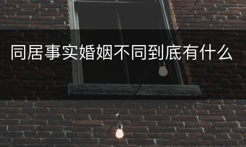 同居事实婚姻不同到底有什么