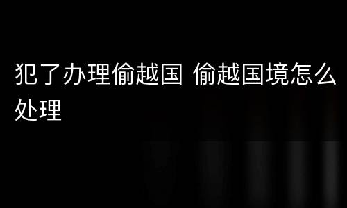 犯了办理偷越国 偷越国境怎么处理