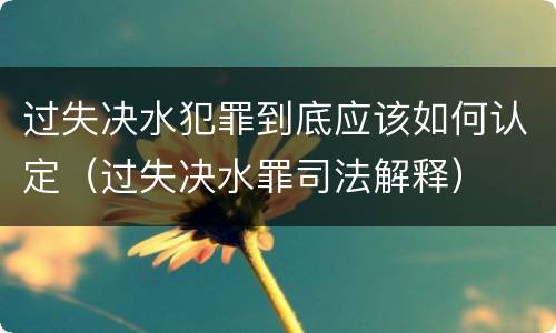 过失决水犯罪到底应该如何认定（过失决水罪司法解释）