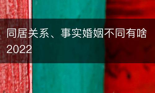 同居关系、事实婚姻不同有啥2022
