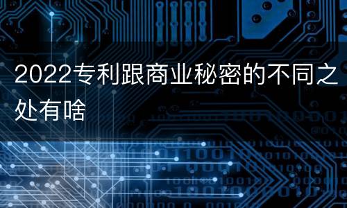 2022专利跟商业秘密的不同之处有啥