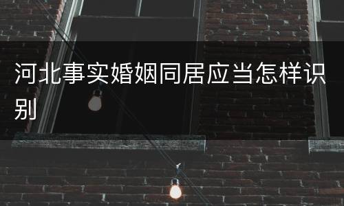 河北事实婚姻同居应当怎样识别