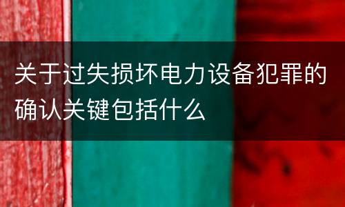 关于过失损坏电力设备犯罪的确认关键包括什么