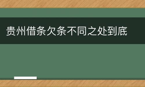 贵州借条欠条不同之处到底