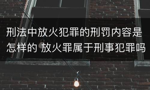 刑法中放火犯罪的刑罚内容是怎样的 放火罪属于刑事犯罪吗