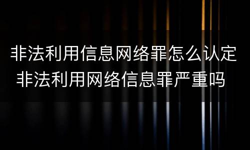 非法利用信息网络罪怎么认定 非法利用网络信息罪严重吗