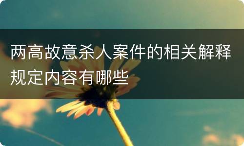 两高故意杀人案件的相关解释规定内容有哪些