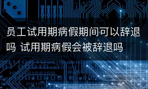 员工试用期病假期间可以辞退吗 试用期病假会被辞退吗