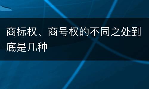商标权、商号权的不同之处到底是几种