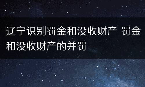 辽宁识别罚金和没收财产 罚金和没收财产的并罚
