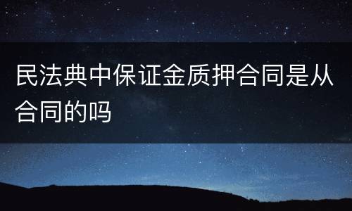民法典中保证金质押合同是从合同的吗