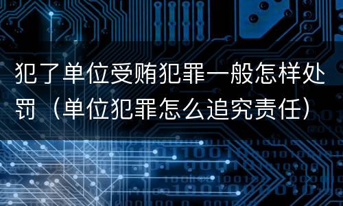 犯了单位受贿犯罪一般怎样处罚（单位犯罪怎么追究责任）