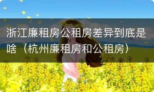 浙江廉租房公租房差异到底是啥（杭州廉租房和公租房）