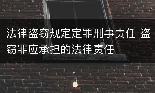 法律盗窃规定定罪刑事责任 盗窃罪应承担的法律责任
