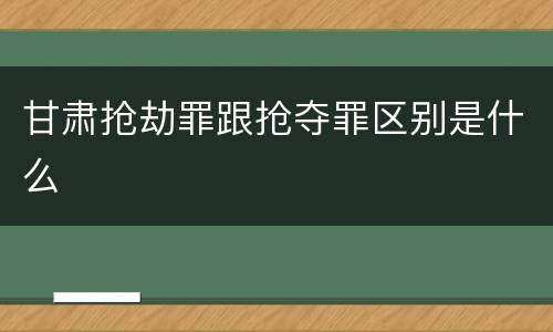 甘肃抢劫罪跟抢夺罪区别是什么