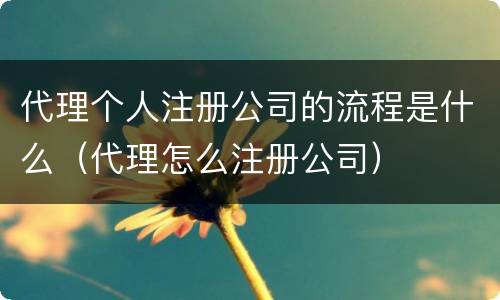 代理个人注册公司的流程是什么（代理怎么注册公司）