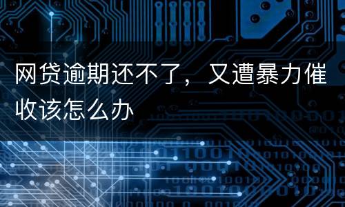 网贷逾期还不了，又遭暴力催收该怎么办