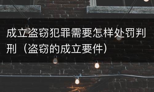 成立盗窃犯罪需要怎样处罚判刑（盗窃的成立要件）