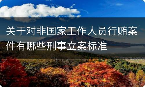 关于对非国家工作人员行贿案件有哪些刑事立案标准