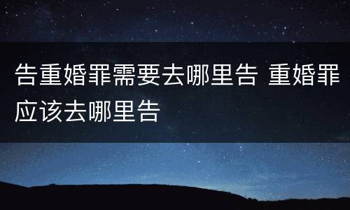 告重婚罪需要去哪里告 重婚罪应该去哪里告