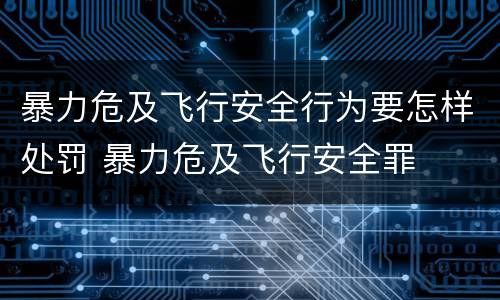 暴力危及飞行安全行为要怎样处罚 暴力危及飞行安全罪