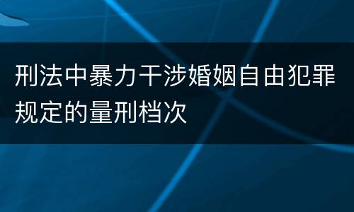 刑法中暴力干涉婚姻自由犯罪规定的量刑档次