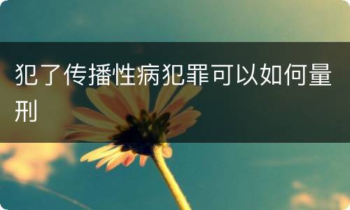 犯了传播性病犯罪可以如何量刑